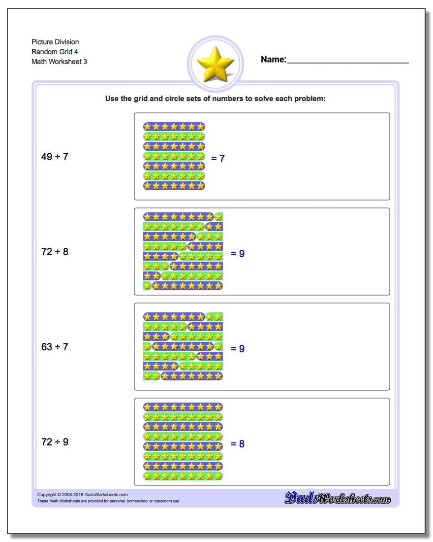 Picture Division Worksheet Random Grid 4