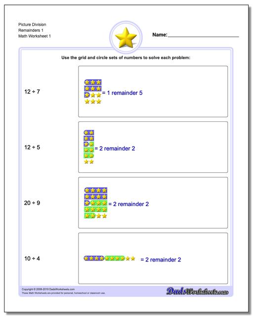 Picture Math Division: Division Remainders