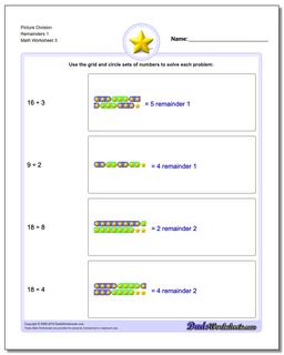 Picture Division Worksheet Remainders 1