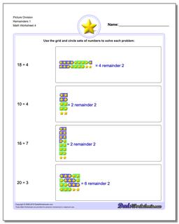 Picture Division Worksheet Remainders 1