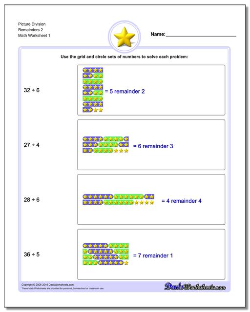 Picture Math Division: Division Remainders
