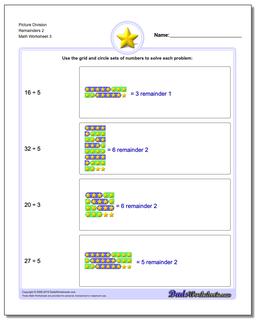 Picture Division Worksheet Remainders 2