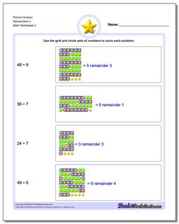 Picture Division Worksheet Remainders 2