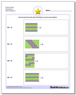 Picture Division Worksheet Remainders 3