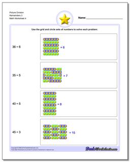 Picture Division Worksheet Remainders 3