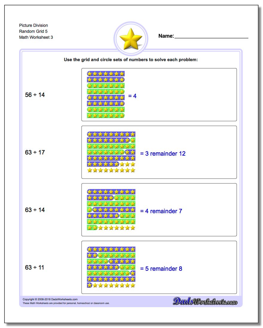 Picture Division Worksheet Random Grid 5