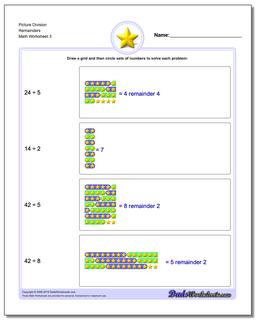 Picture Division Worksheet Remainders