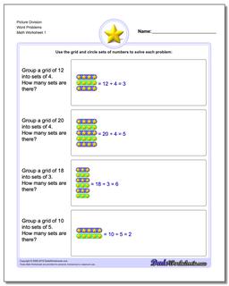 Picture Math Division Worksheet Word Problems Worksheet
