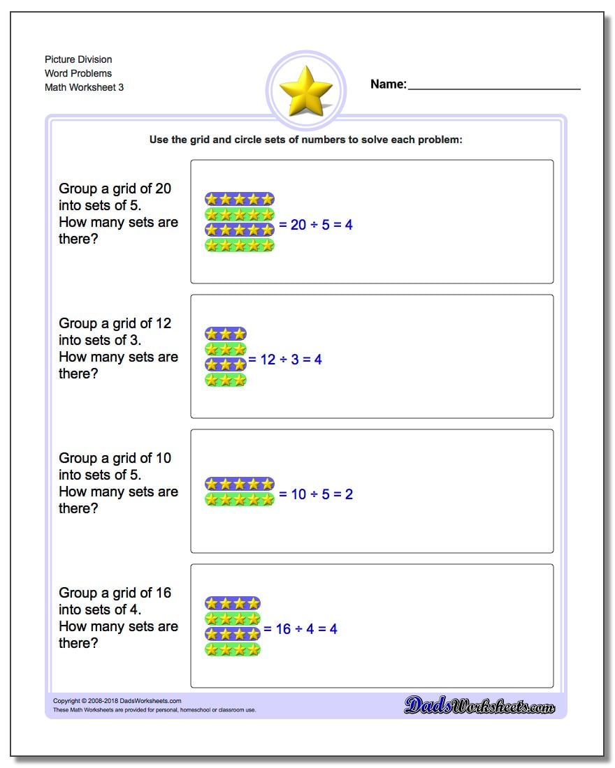 Division Picture Word Problems