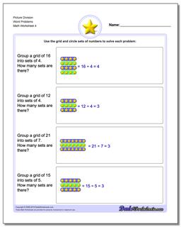 Picture Division Worksheet Word Problems Worksheet