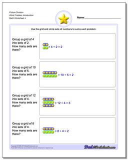 Picture Division Worksheet Word Problem Introduction