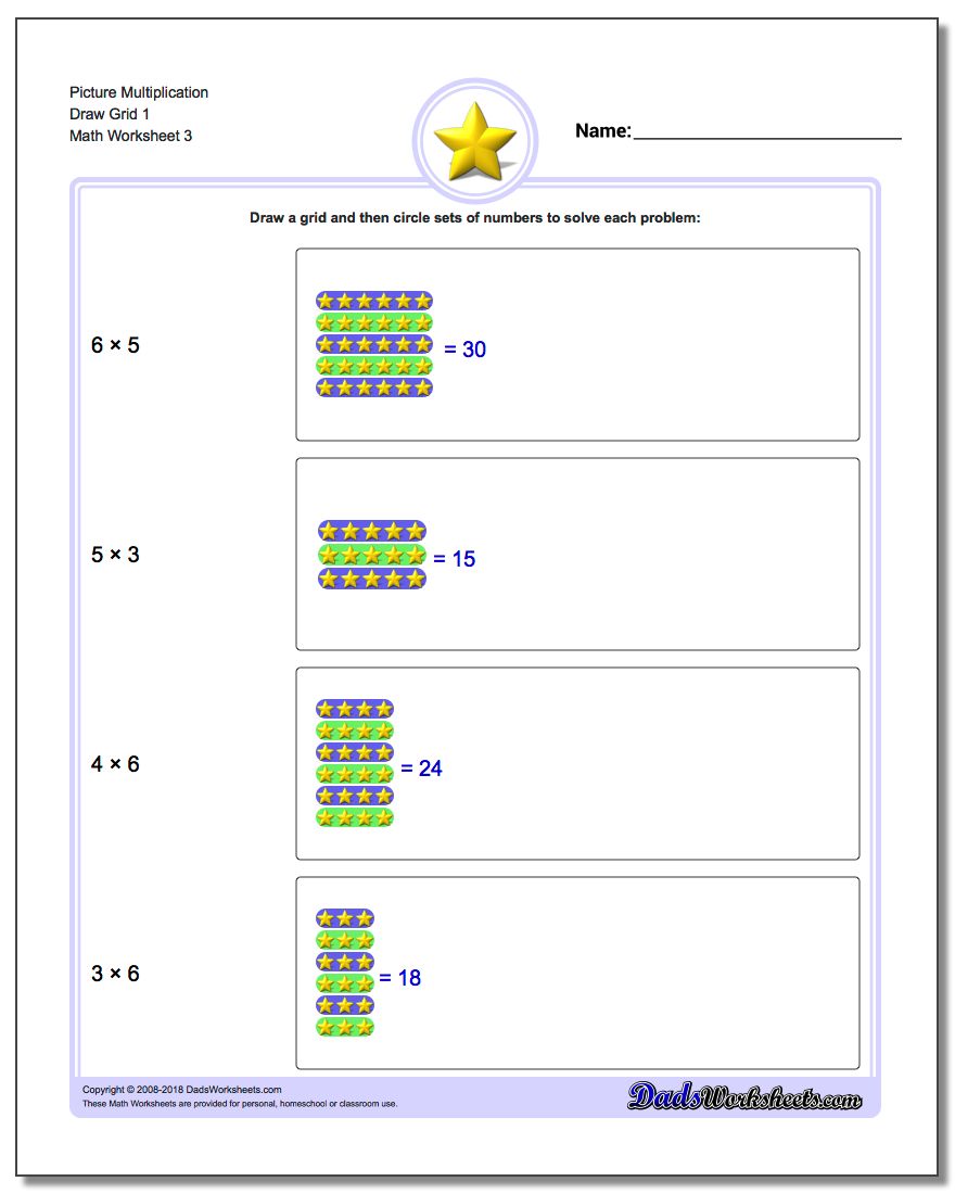 Picture Multiplication Worksheet Draw Grid 1