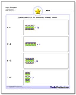 Picture Multiplication Worksheet Grid Matches 1