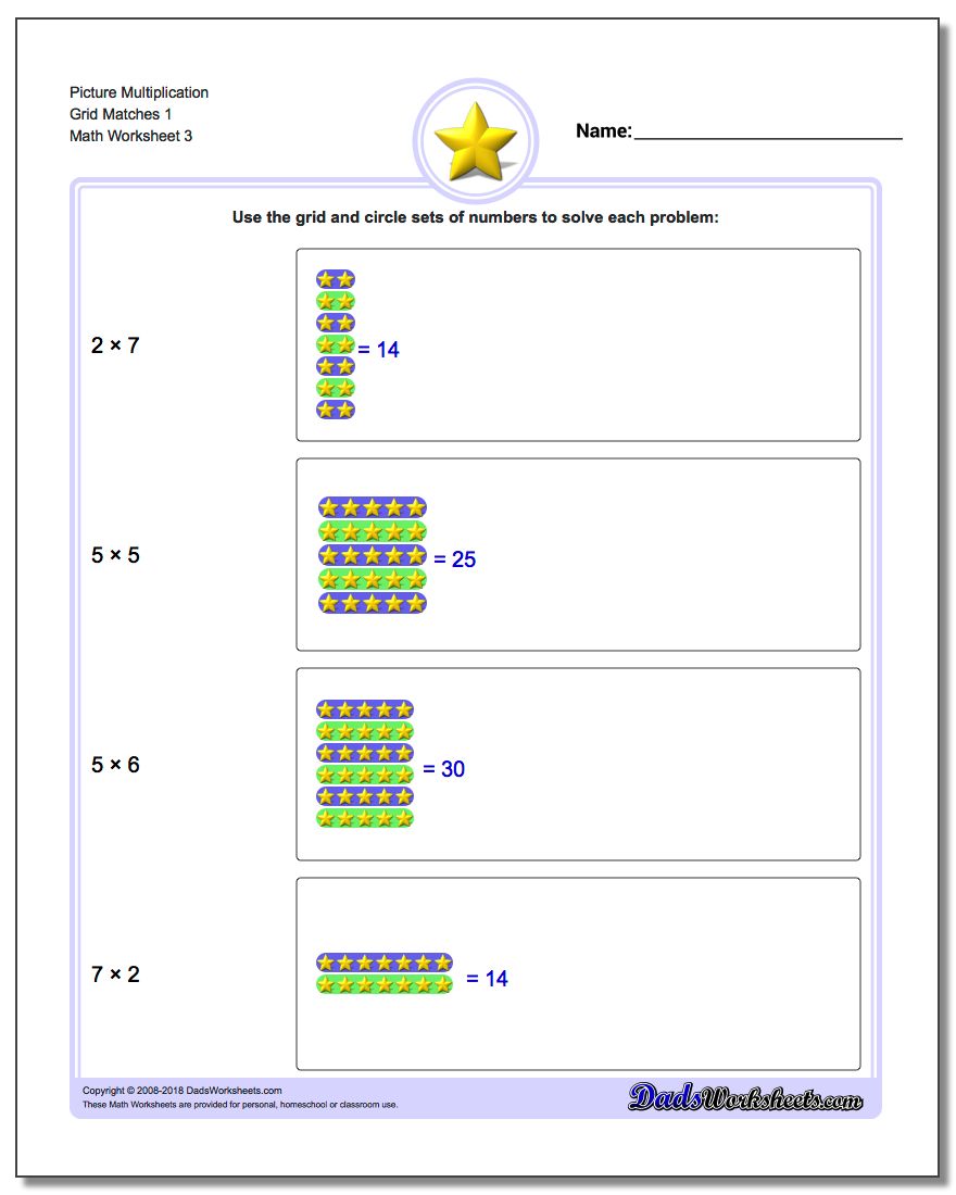 Picture Multiplication Worksheet Grid Matches 1