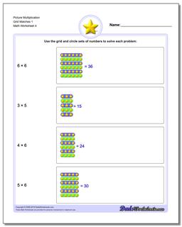 Picture Multiplication Worksheet Grid Matches 1