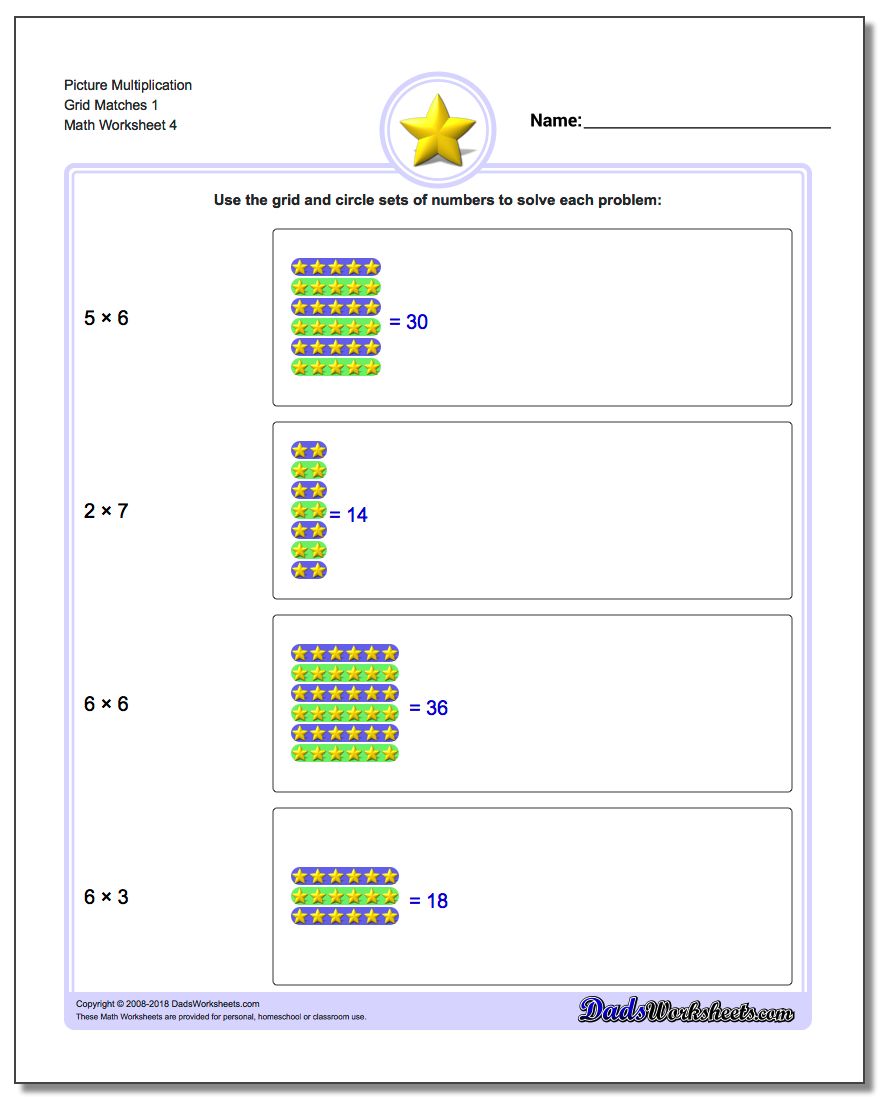 Picture Multiplication Worksheet Grid Matches 1