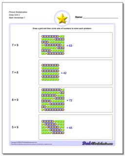 Picture Math Multiplication Worksheet Draw Grid 2