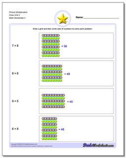 Picture Multiplication Worksheet Draw Grid 2