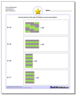 Picture Multiplication Worksheet Grid Matches 2