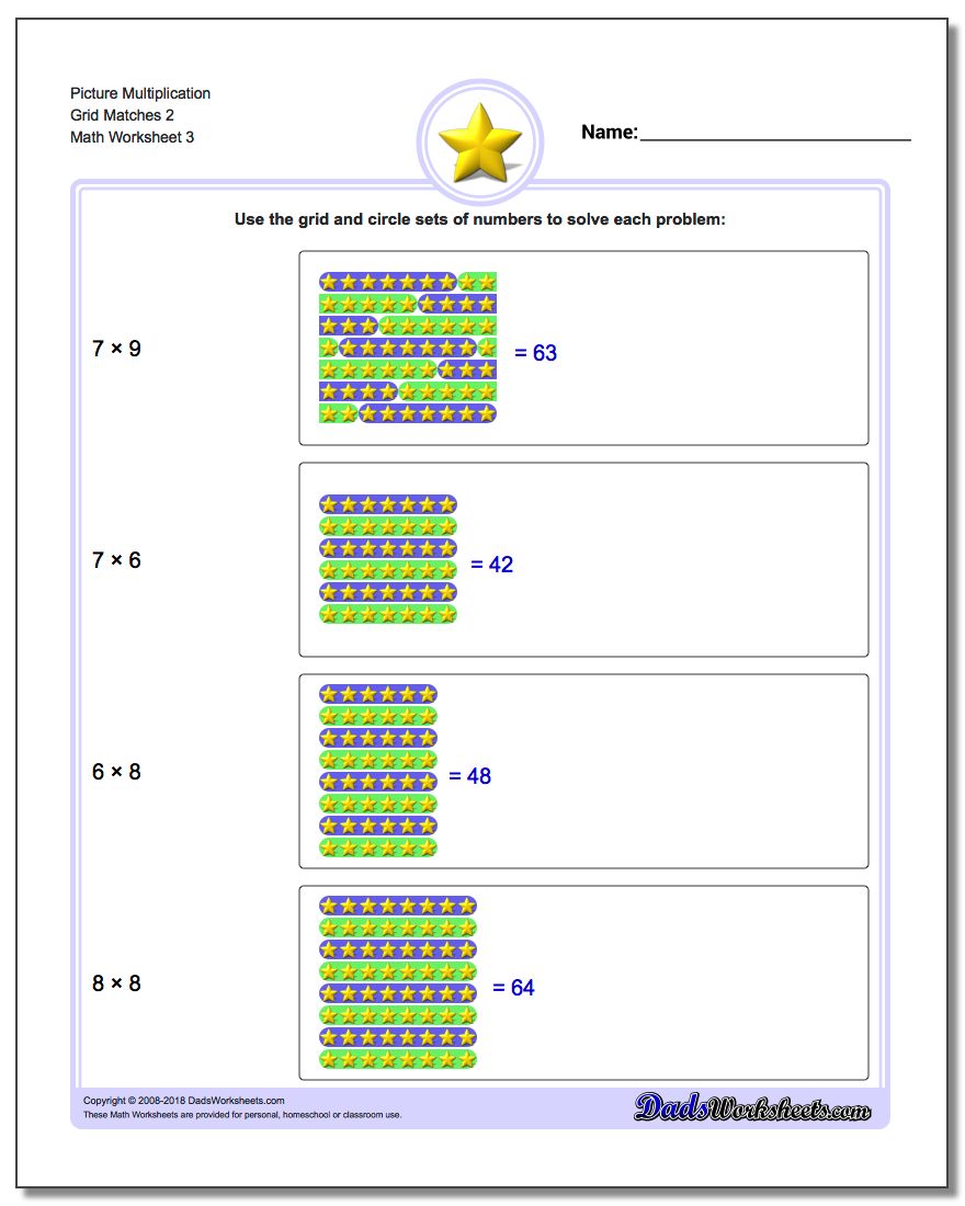 Picture Multiplication Worksheet Grid Matches 2