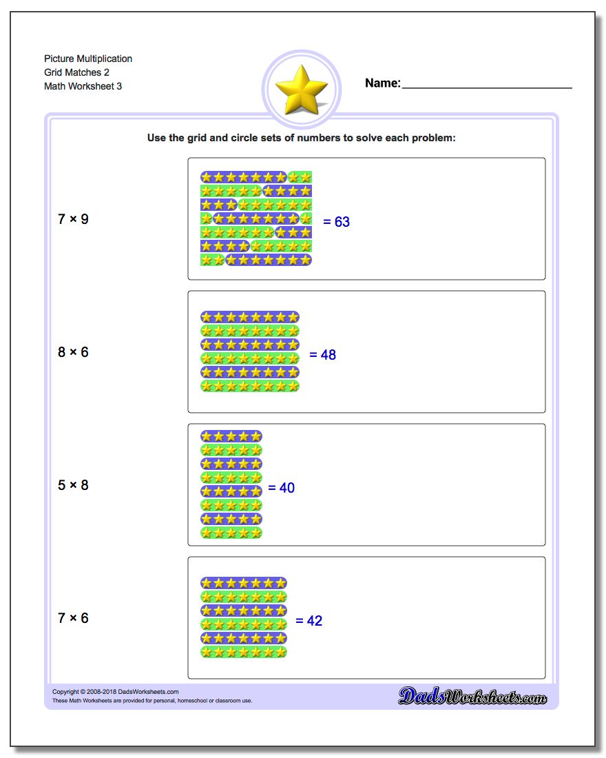 Picture Multiplication Worksheet Grid Matches 2