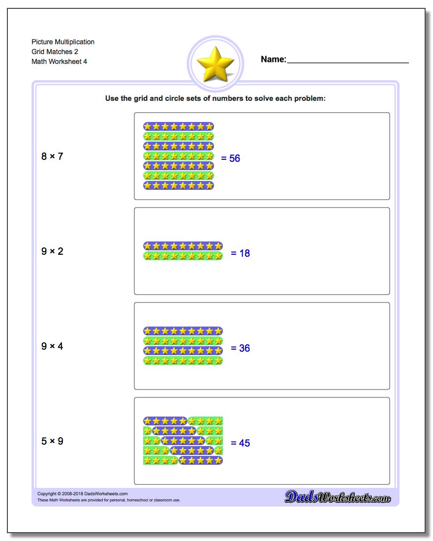 Picture Multiplication Worksheet Grid Matches 2
