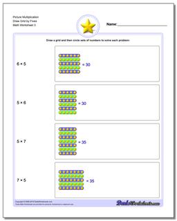 Picture Multiplication Worksheet Draw Grid by Fives