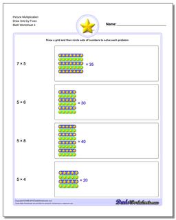 Picture Multiplication Worksheet Draw Grid by Fives