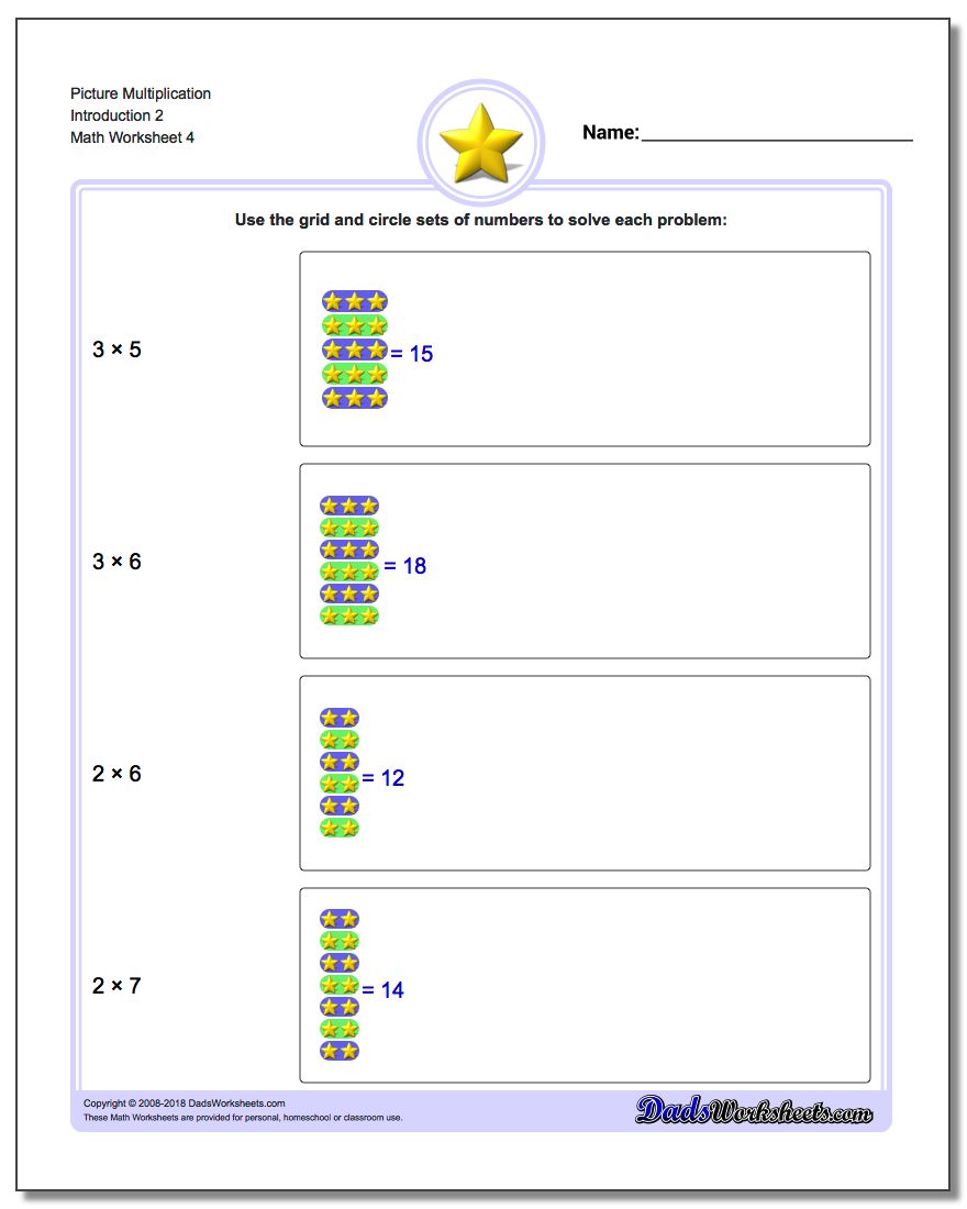 Picture Multiplication Worksheet Introduction 2