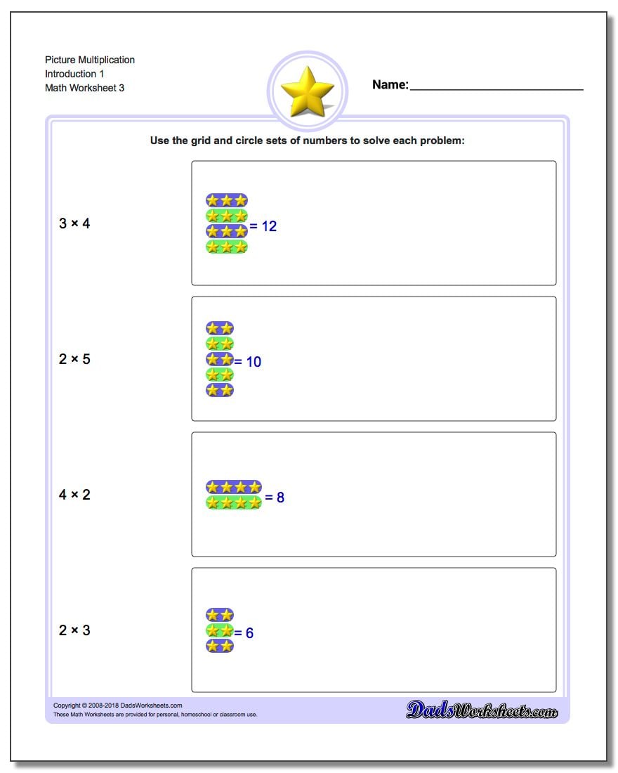 Picture Multiplication Worksheet Introduction 1