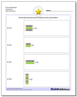 Picture Multiplication Worksheet Introduction 1