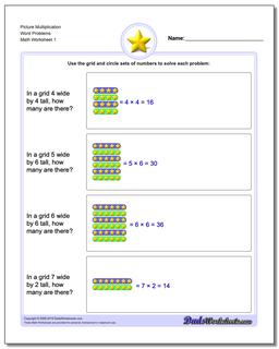 Picture Math Multiplication Worksheet Word Problems Worksheet