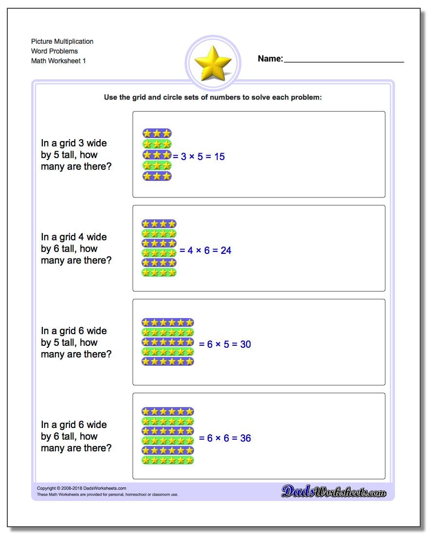 Multiplication Picture Word Problems