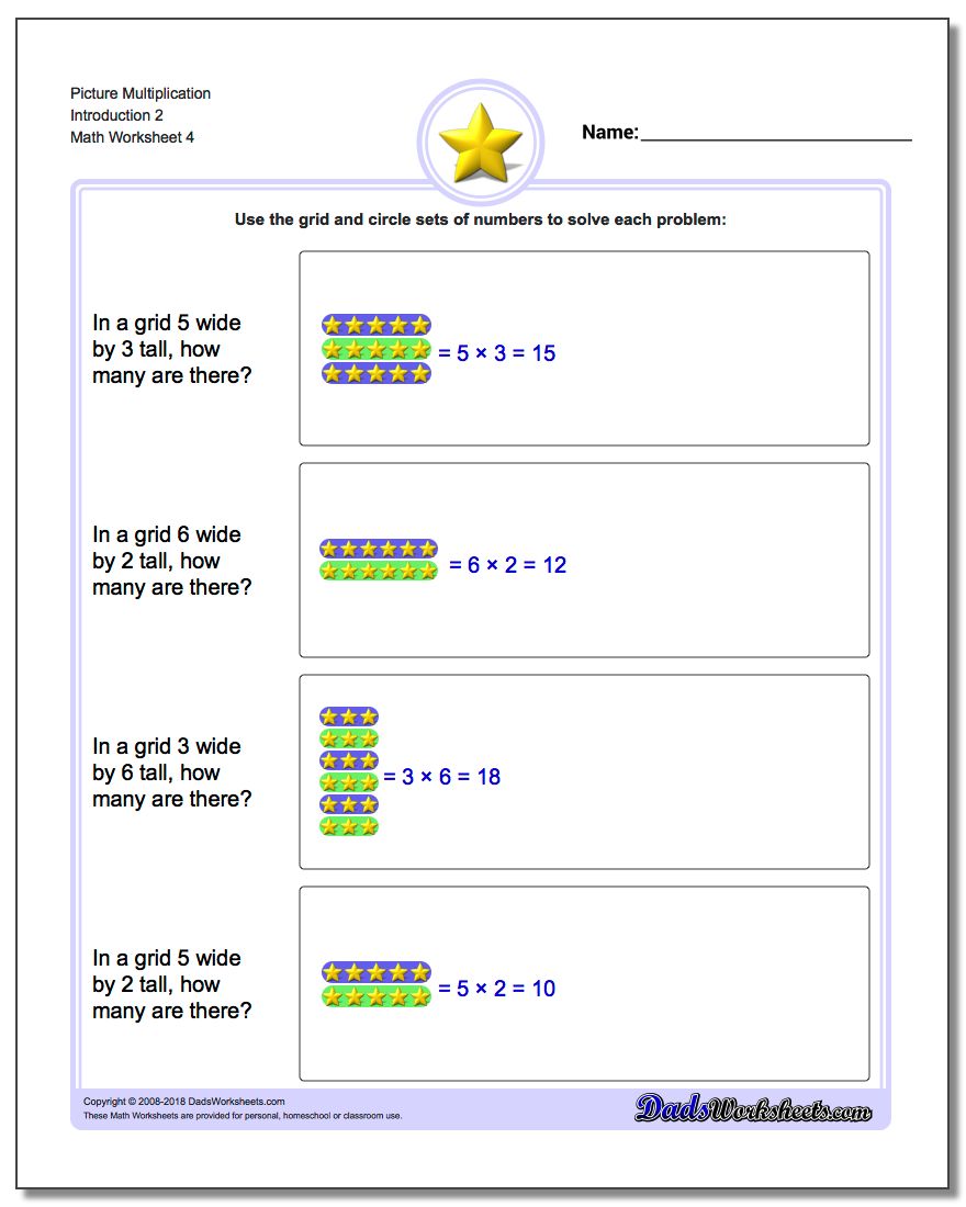 Picture Multiplication Worksheet Introduction 2
