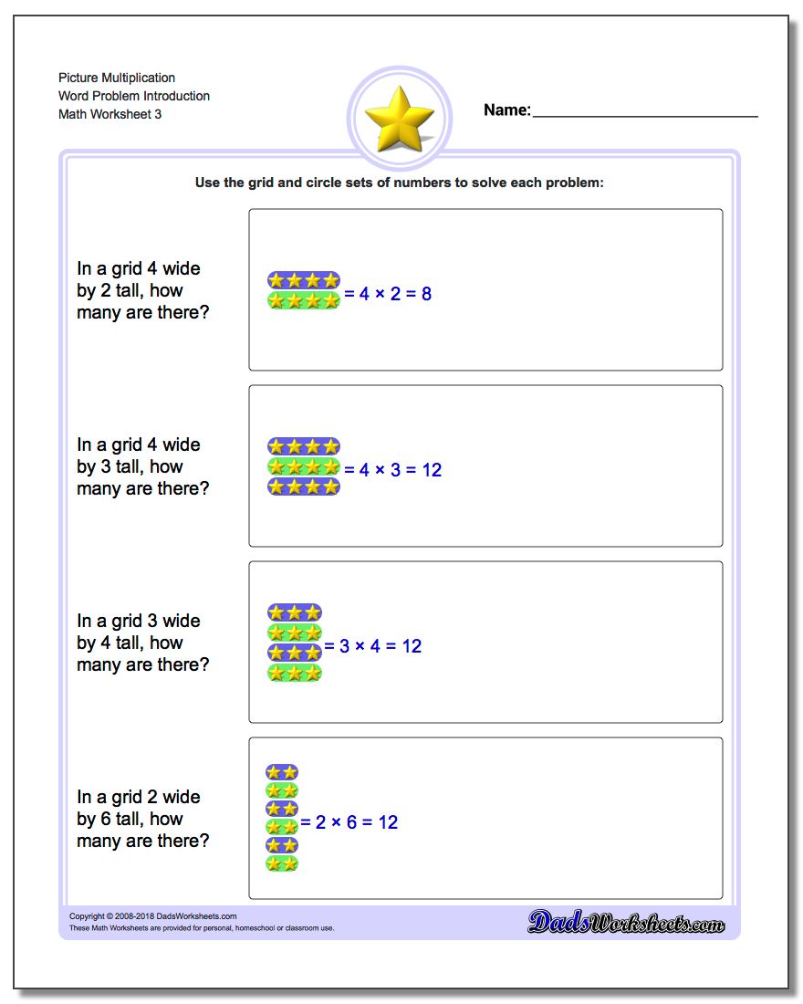 Picture Multiplication Worksheet Word Problem Introduction