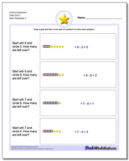 Picture Subtraction Worksheet Draw Grid 2 /worksheets/picture-math-subtraction.html