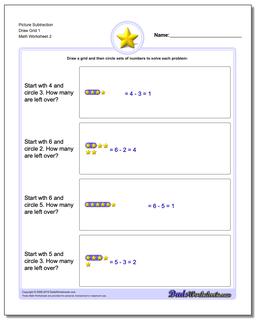 Picture Subtraction Worksheet Draw Grid 1 /worksheets/picture-math-subtraction.html