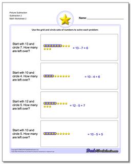 Picture Subtraction Worksheet Subtraction 2 /worksheets/picture-math-subtraction.html