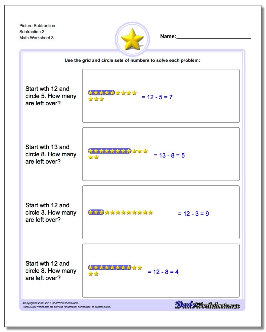Picture Subtraction Worksheet Subtraction 2