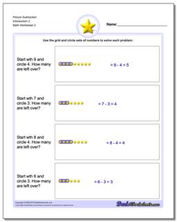 Picture Subtraction Worksheet Introduction 2