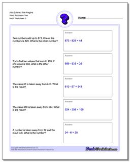 Pre-Algebra Word Problems