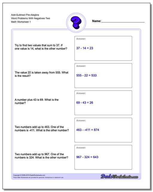 Math Worksheets Pre Algebra Word Problems Pre Algebra Word Problems 
