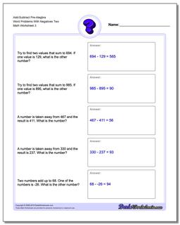 Pre-Algebra Word Problems