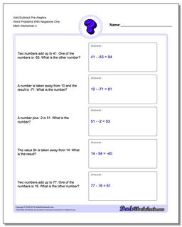 Pre-Algebra Word Problems