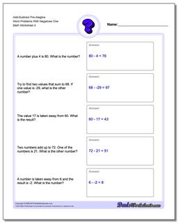 Pre-Algebra Word Problems