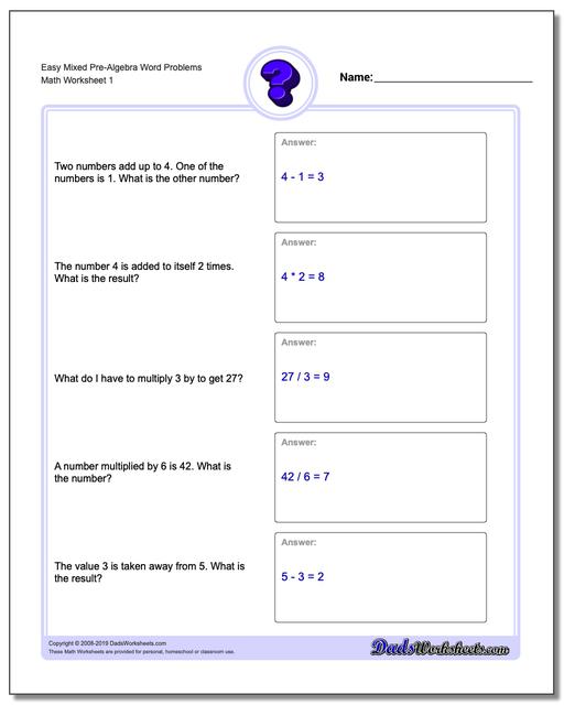 Algebra Chart Problems