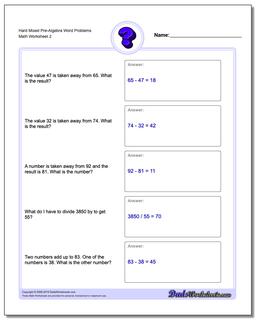 Pre-Algebra Word Problems