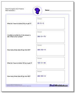 Pre-Algebra Word Problems