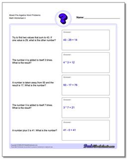 Pre-Algebra Word Problems