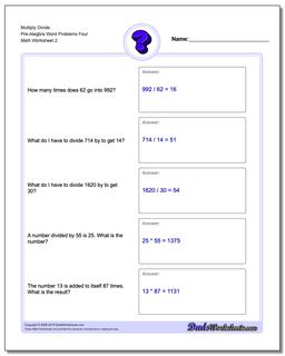 Pre-Algebra Word Problems